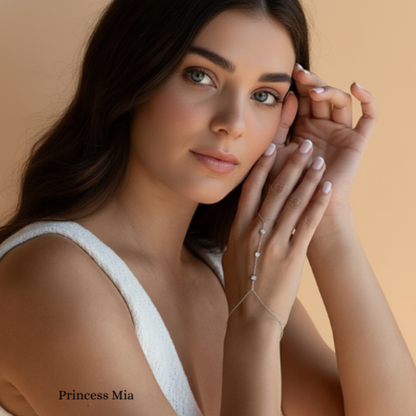 silver finger chain bracelet stainless steel adjustable