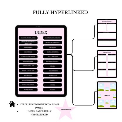 Goals and Manifestation Digital Planner cover on iPad – goal setting and manifestation journal for GoodNotes