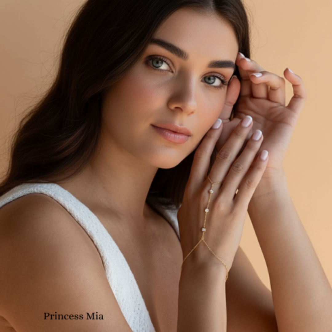 vintage gold finger chain bracelet stainless steel